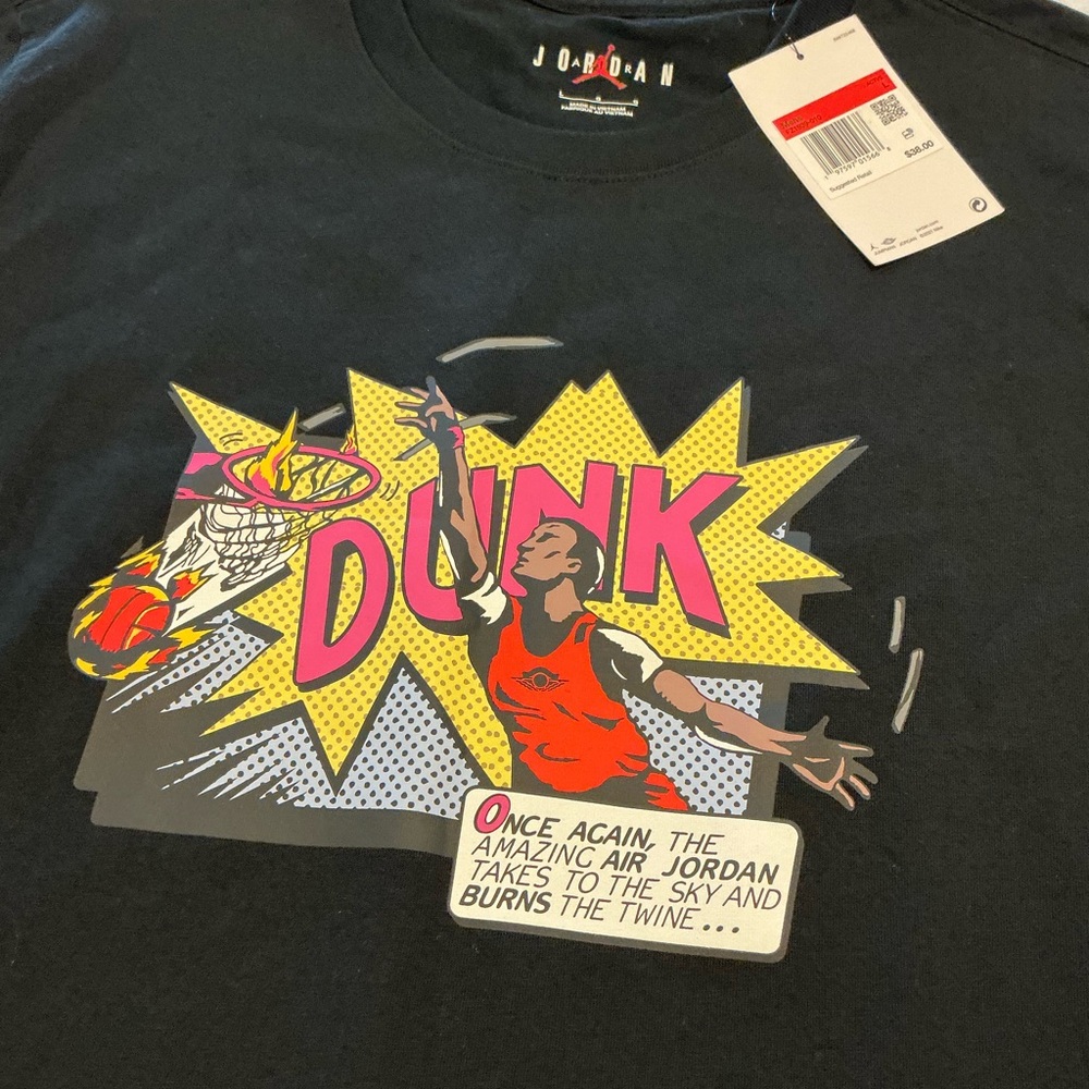 NWT Jordan Black Tee DUNK SIZE L MENS